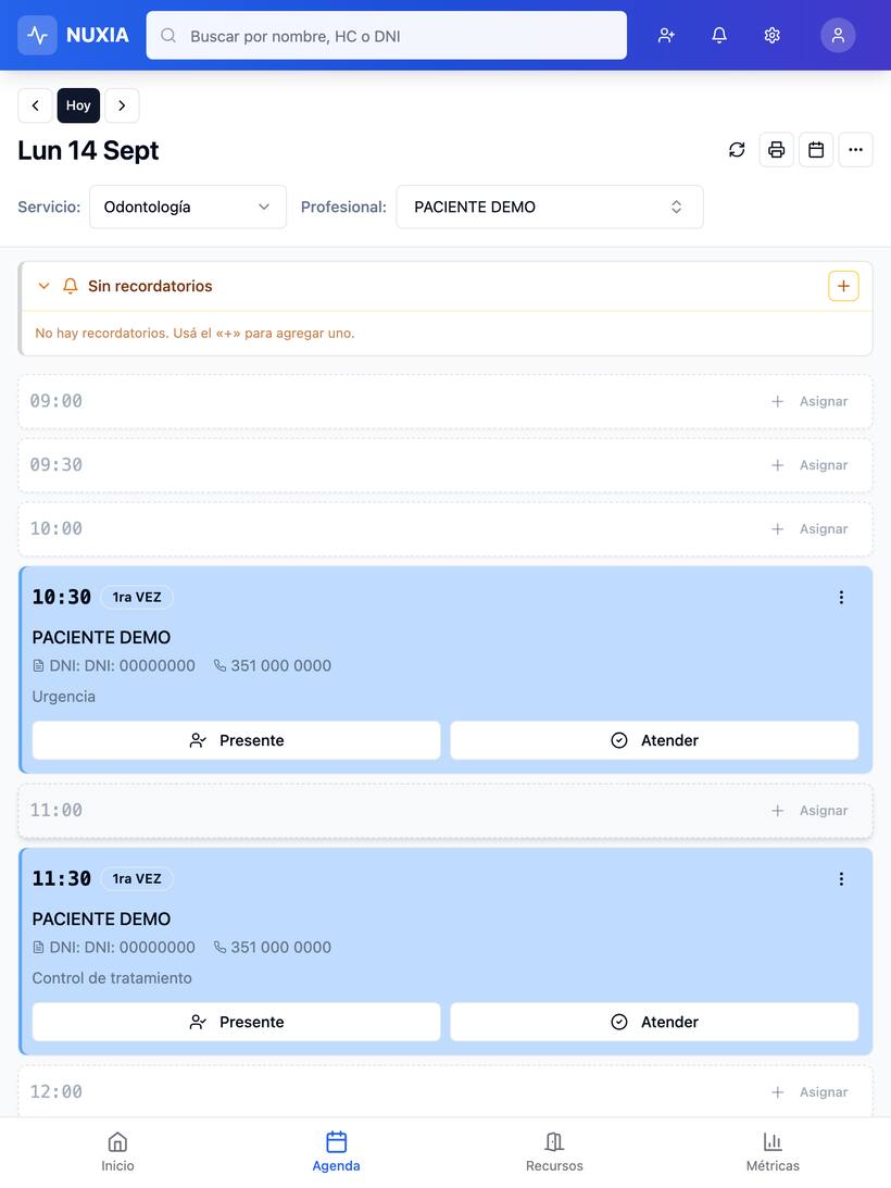 La agenda de NUXIA en una tablet
